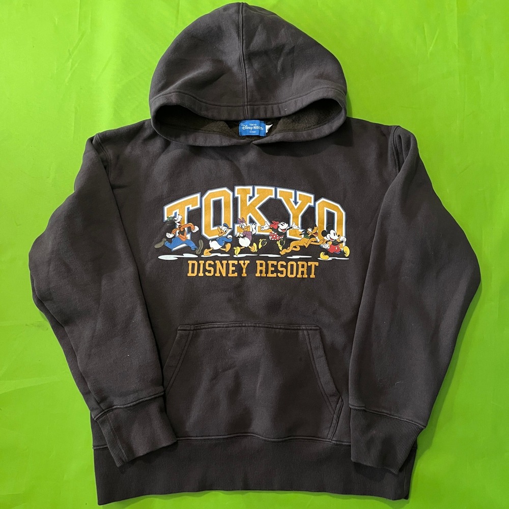 Tokyo Disney Resort Mickey Mouse Characters Hoodie Sweatshirt Brown Large